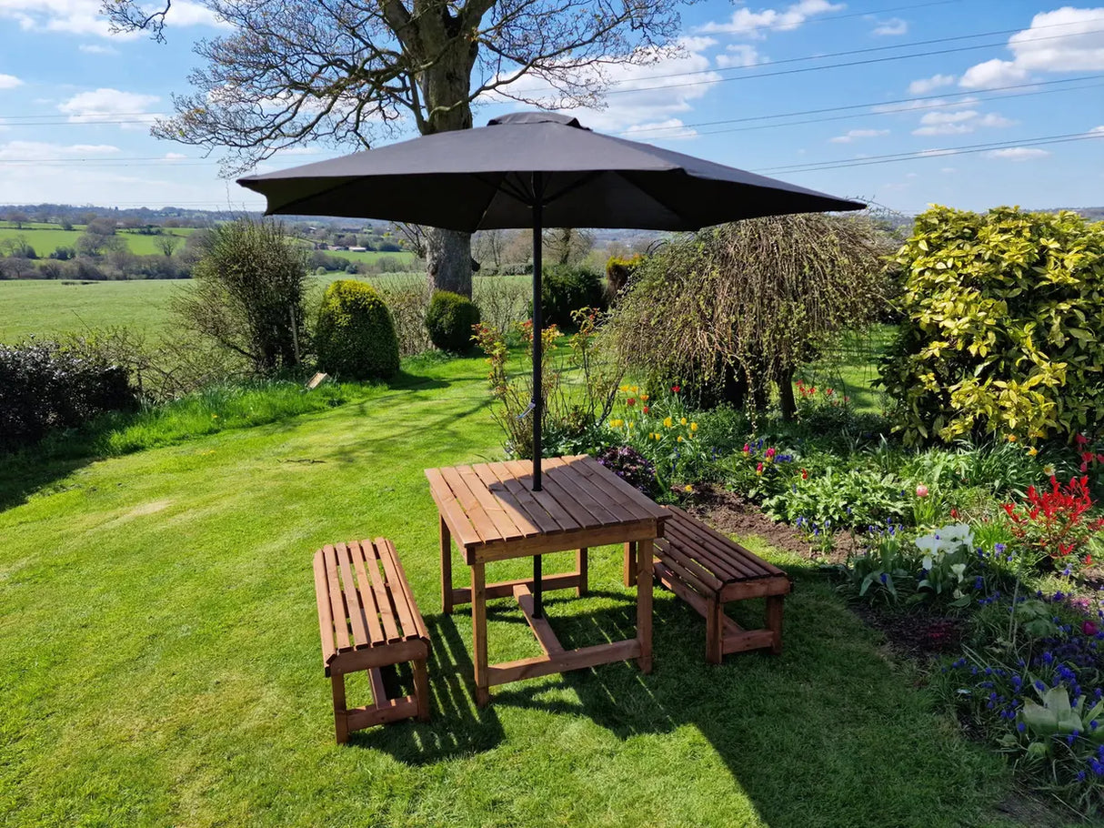 VALLEY CONTEMPORARY TABLE AND BACKLESS BENCH SET - SITS 4