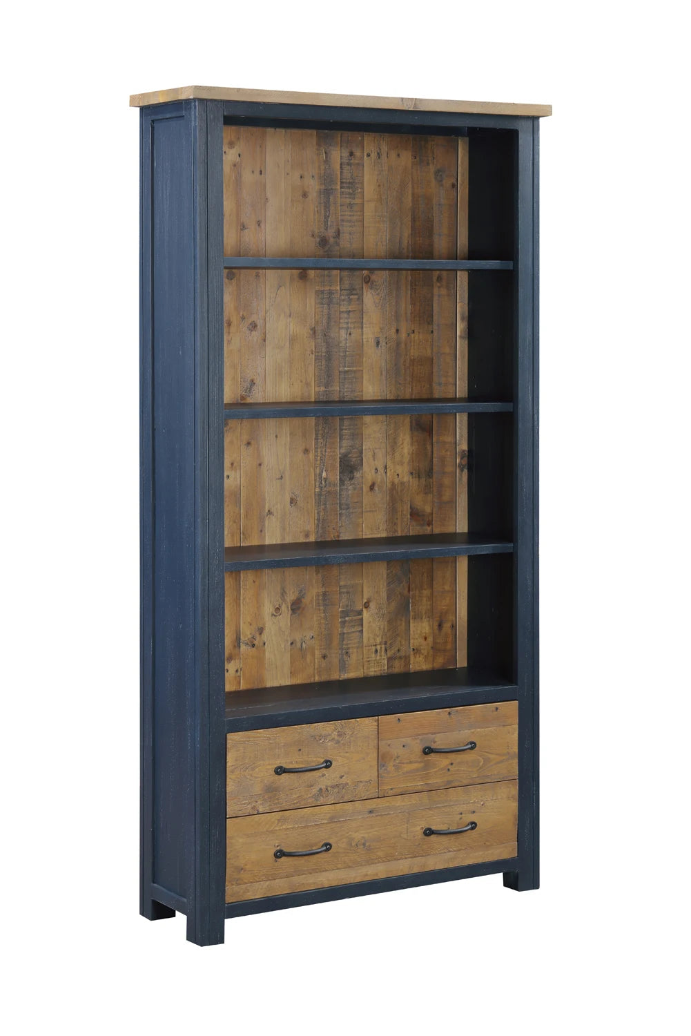 Splash of Blue - Large Open Bookcase with Drawers