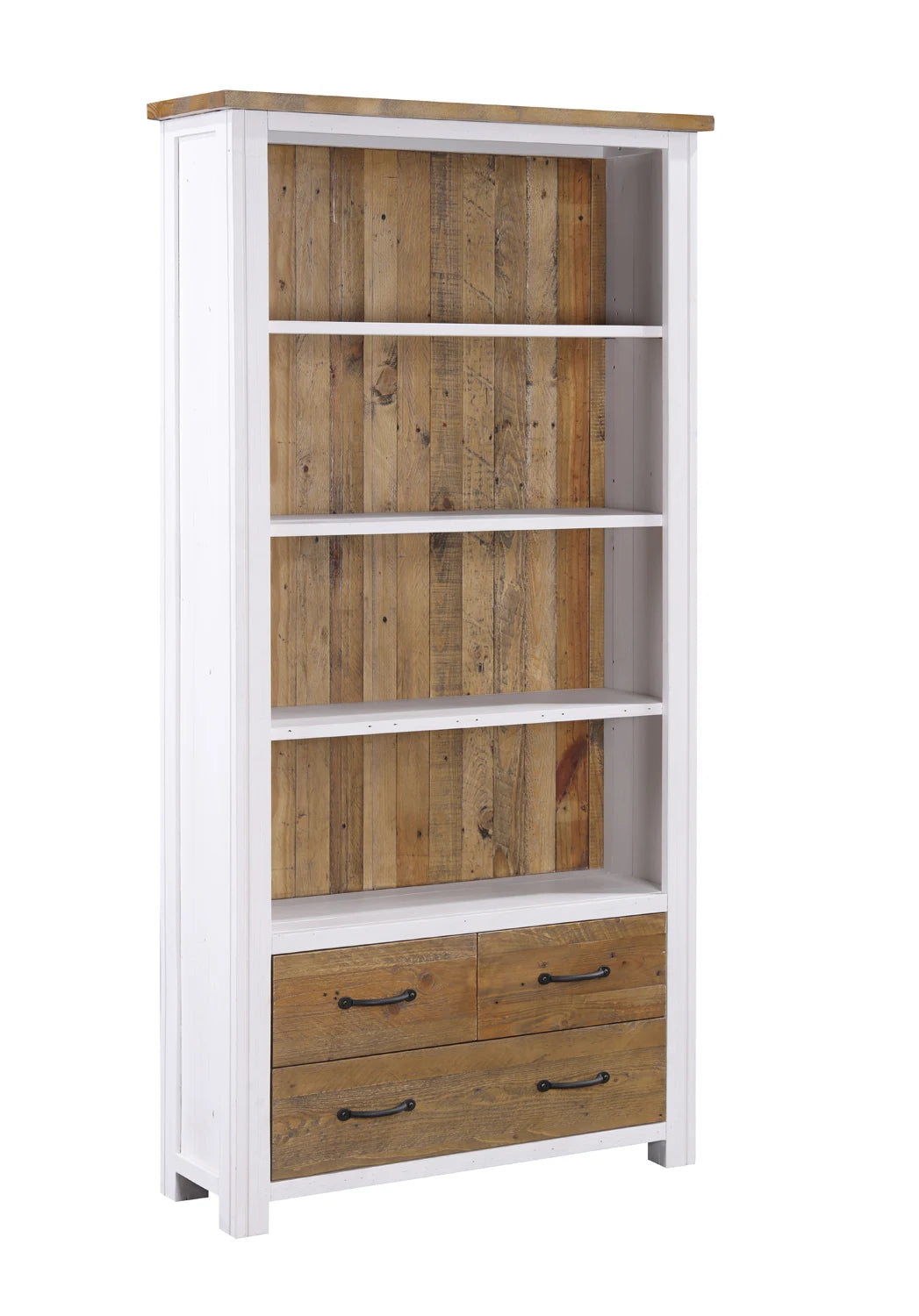 Splash of White - Large Open Bookcase with Drawers