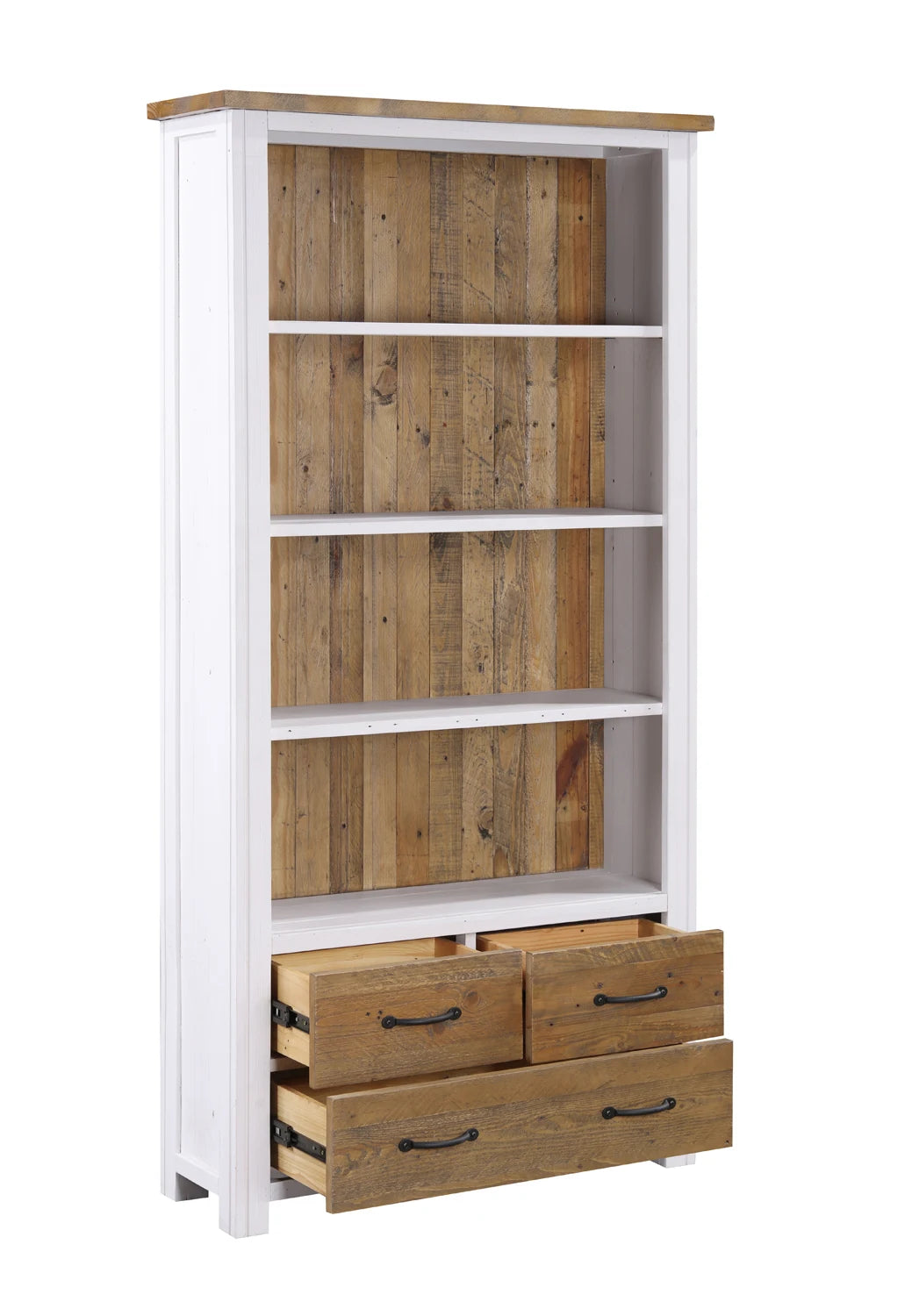 Splash of White - Large Open Bookcase with Drawers