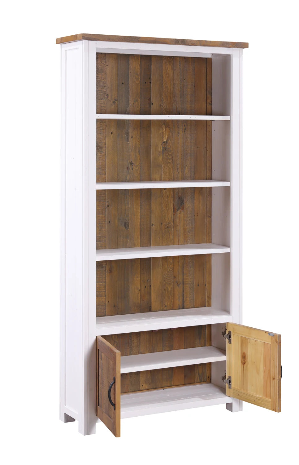 Splash of White - Large Open Bookcase with Doors