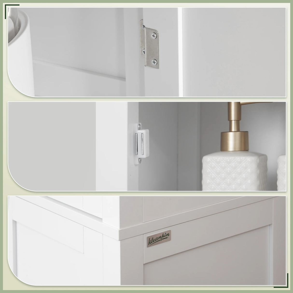 kleankin Tall Bathroom Storage Unit, Slim Bathroom Cabinet with Adjustable Shelves and Double Door, White