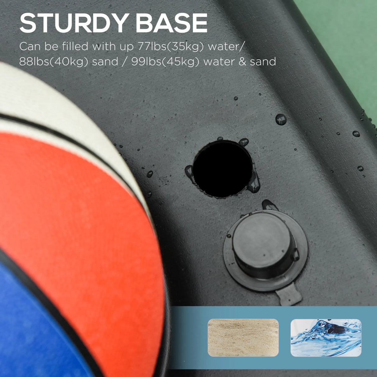 HOMCOM Adjustable Basketball Hoop and Stand, with Wheels and Weight Base, Blue