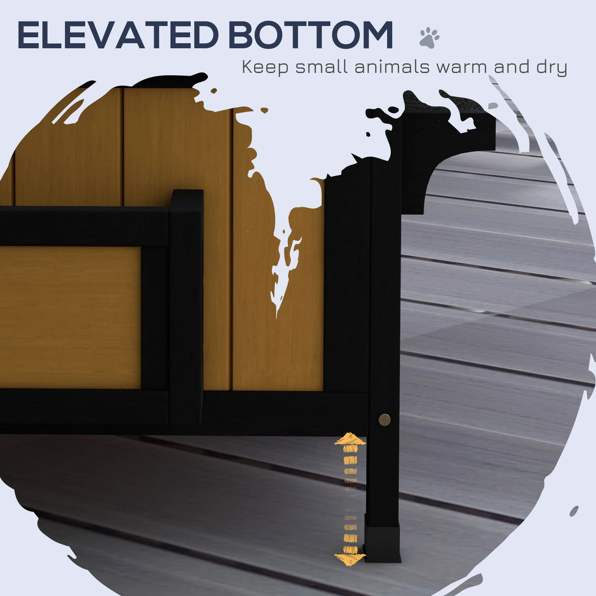 PawHut Wooden Cat House with Flower Pot, Windows, Multiple Entrances, Water-Resistant Roof for Outdoor - Yellow