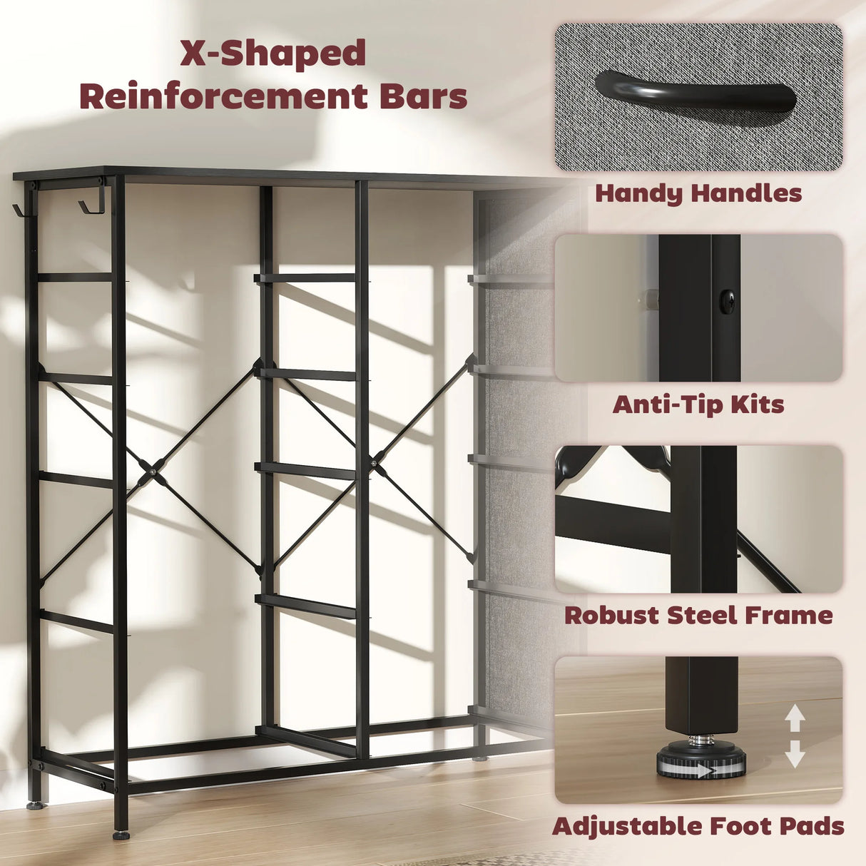 HOMCOM Chest of Ten Fabric Drawers - Charcoal Grey