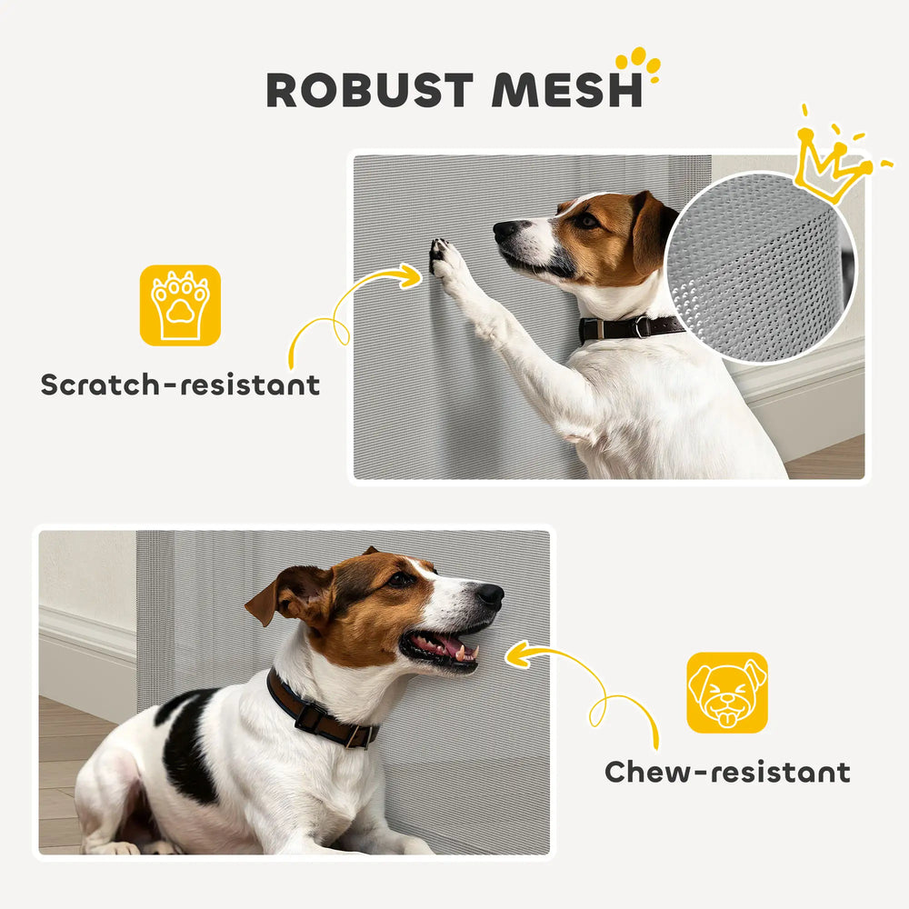 PawHut Retractable Stair Gate for Dogs, Pet Mesh Safety Gate Extends up to 115cm for Doorways Indoor- Grey