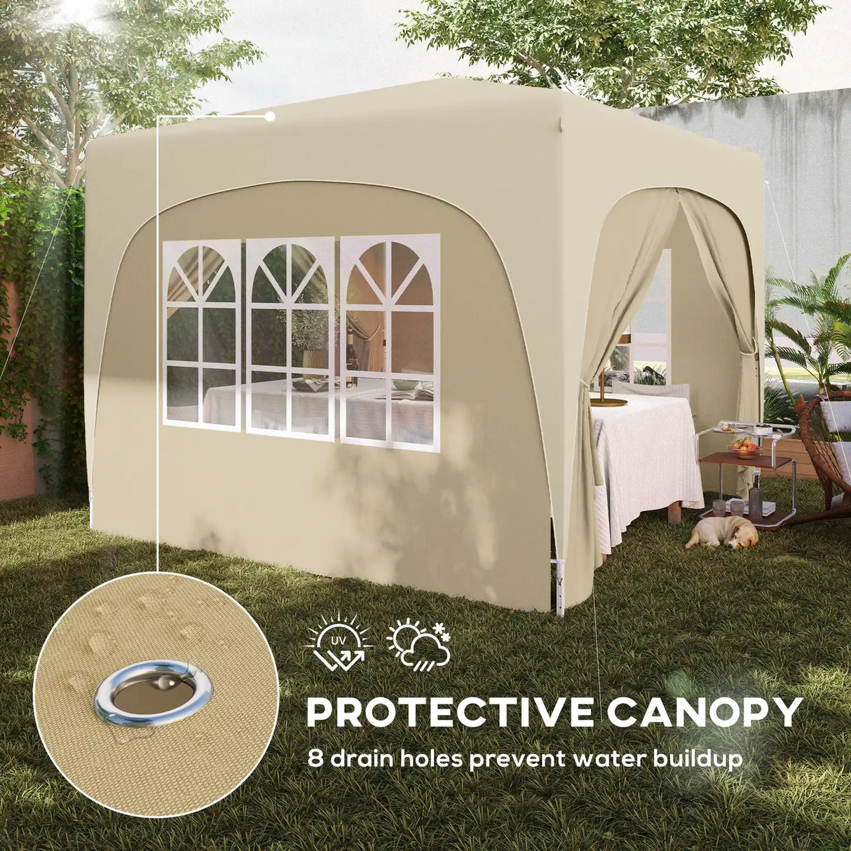 Outsunny 3 x 3m Pop-Up Gazebo Shelter, with Accessories - Sand