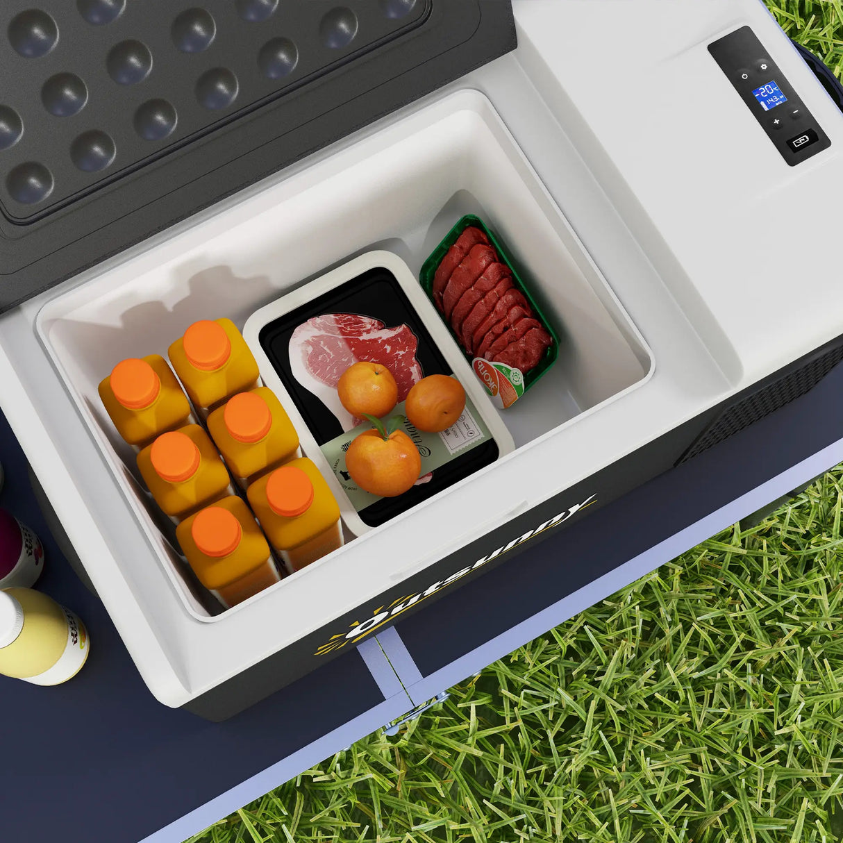 Outsunny 16L Portable Car Fridge, -20 to 10 Adjustable Temperature - Black/Grey