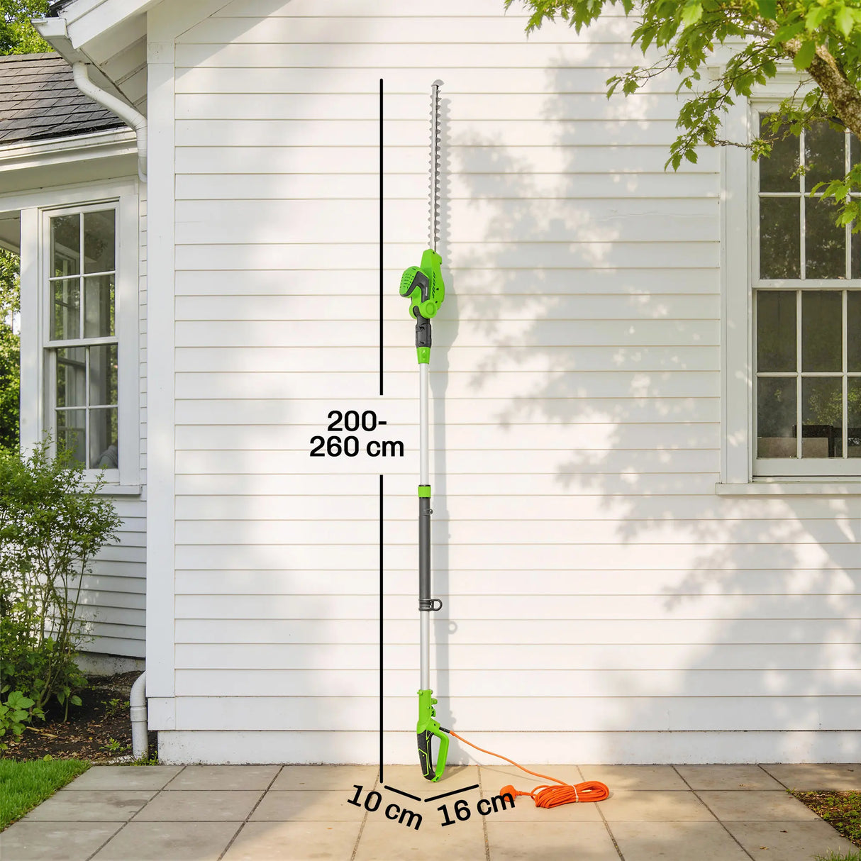 Outsunny 2.6m Corded Extendable Hedge Trimmer with 90 Adjustable Head, 450W Telescopic Electric Hedge Cutter Long Reach