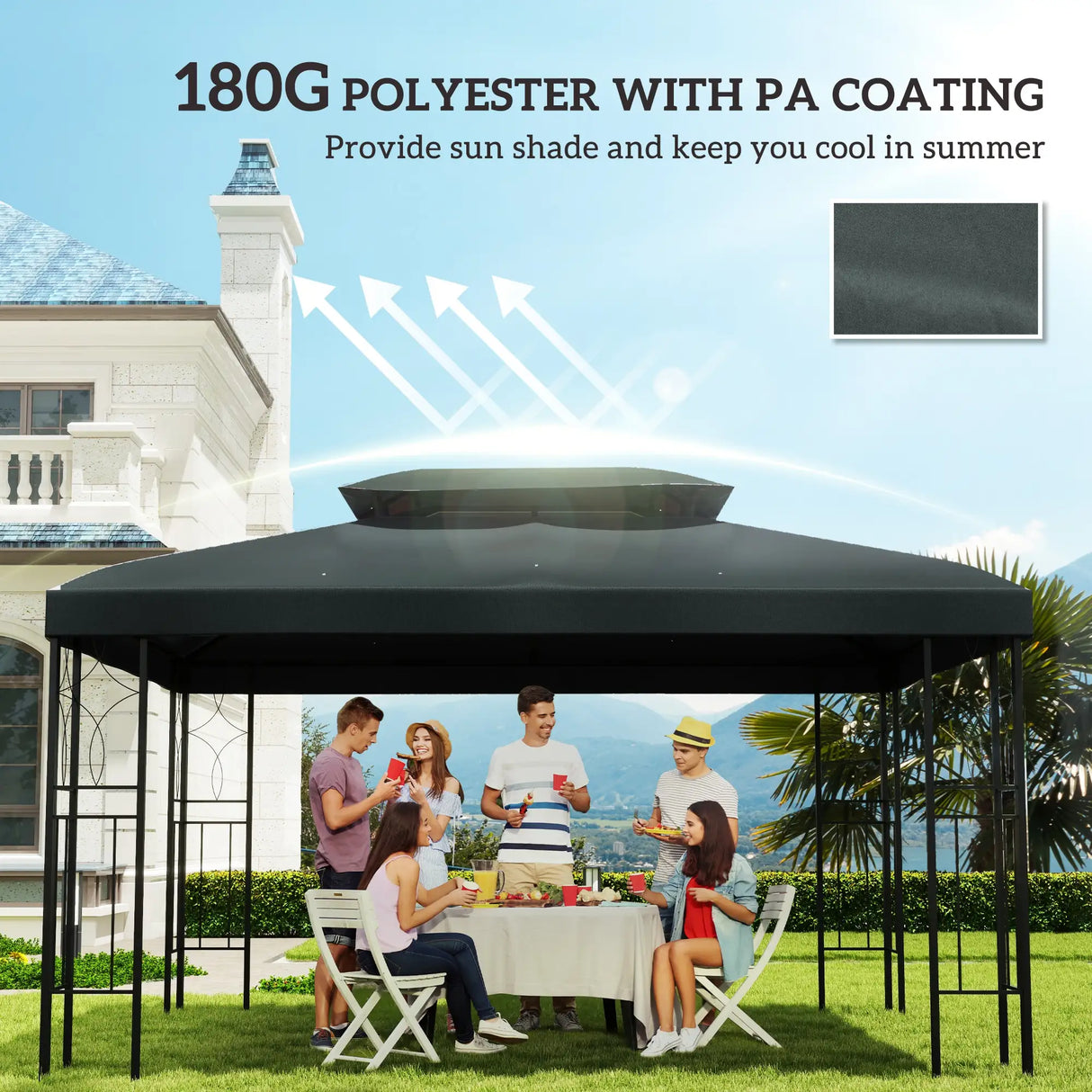 Outsunny Gazebo Roof Replacement, for 3 x 4m Frames - Grey