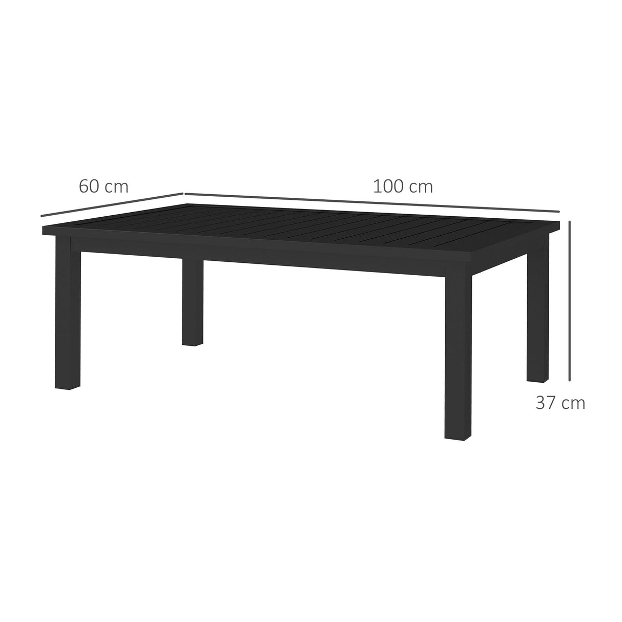 Outsunny 100cm x 60cm Aluminium Outdoor Coffee Table - Black