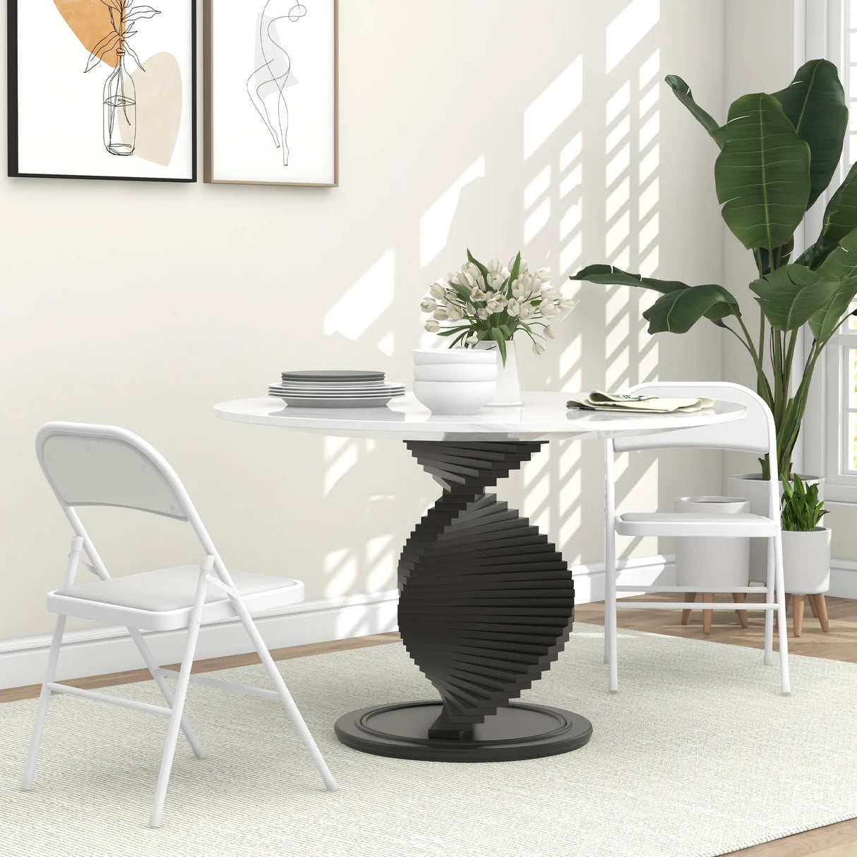 HOMCOM Set of Two Cushioned Folding Chairs - White