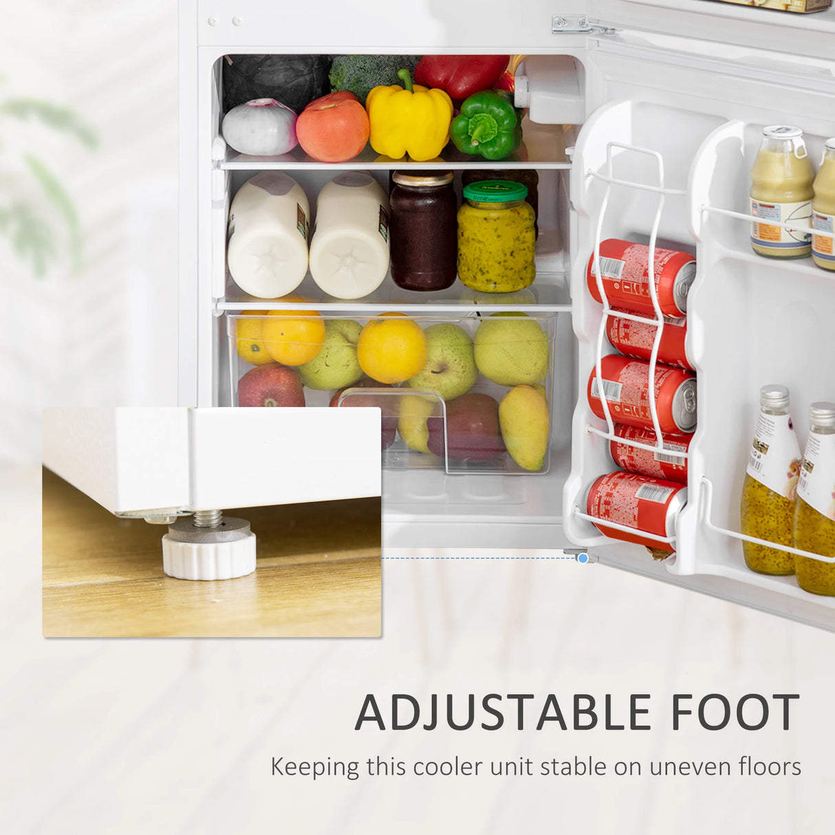 HOMCOM 88L Under Counter Fridge Freezer, Small Refrigerator with 5-Setting, 3 Star Freezer Rating, White