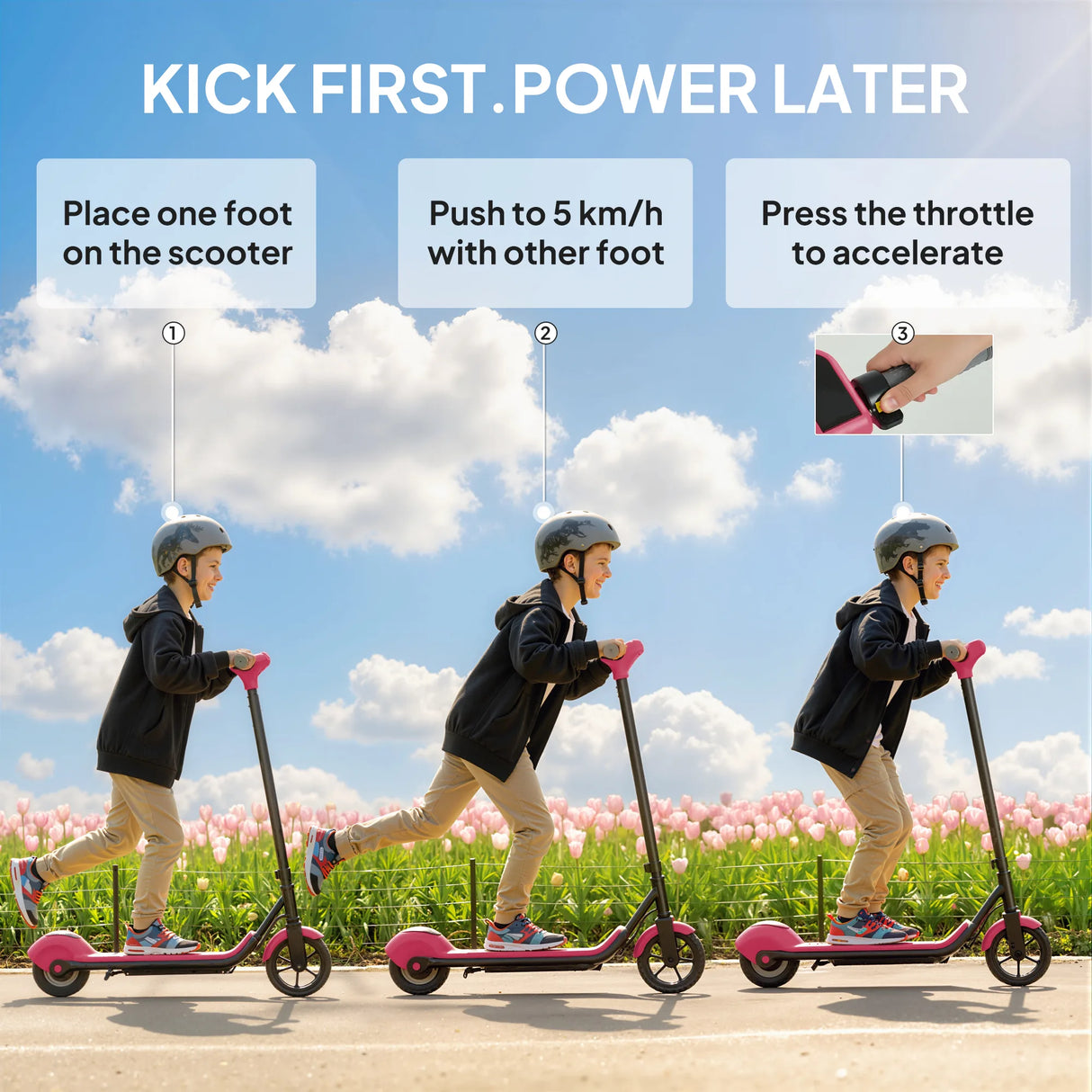 SPORTNOW Electric Scooter for Kids, with LED Display, Pink