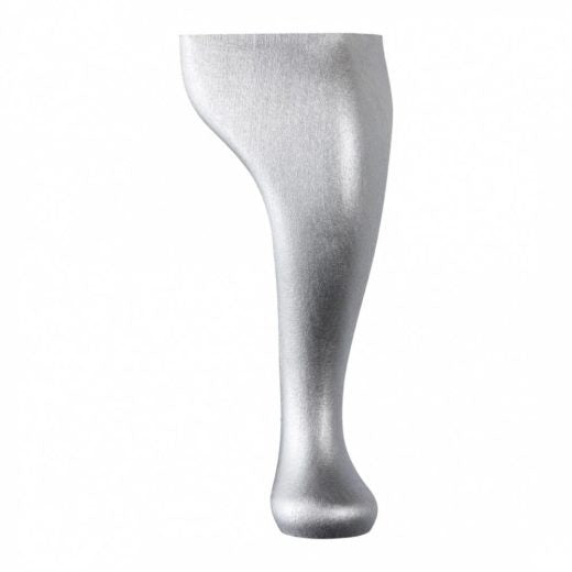 Wooden Queen Anne Leg (EX 65mm) – 9" (230mm) with Bored Wings in a Silver Shimmer Finish