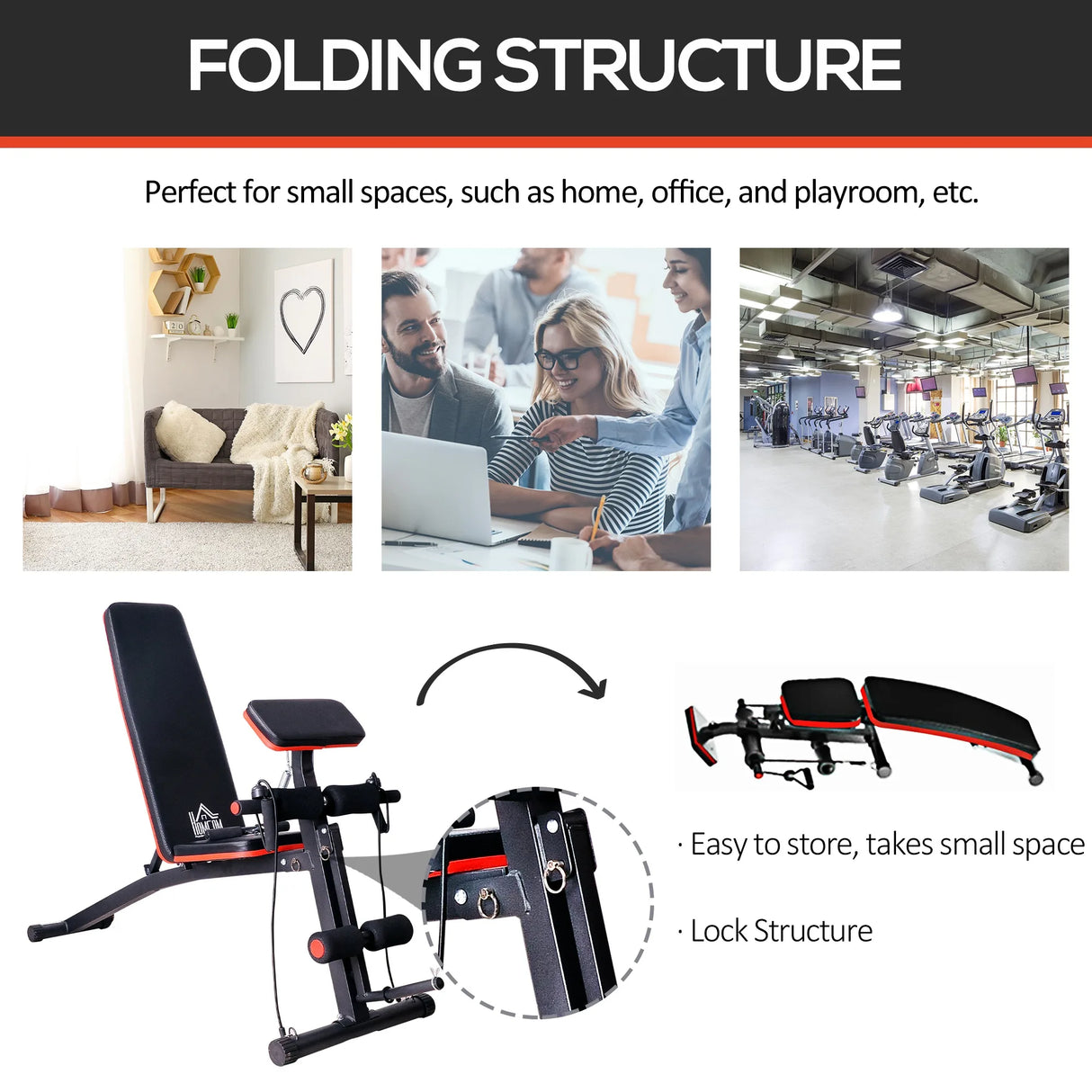 HOMCOM Adjustable Reclined Dumbbell Bench Weight Lifting Set Folding Sit Up Ab Bench Home Training Gym Multiuse Workout Exercise Fitness with 2 x 4kg Dumbbells