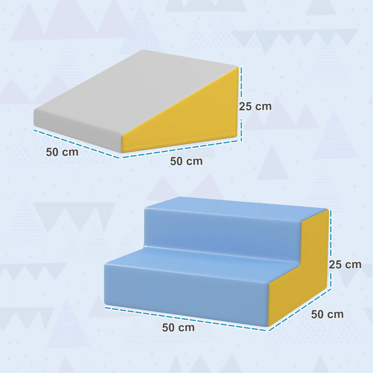 HOMCOM 2 Piece Soft Play Set for Toddler Climb and Crawl, for 12-36 Months, Grey