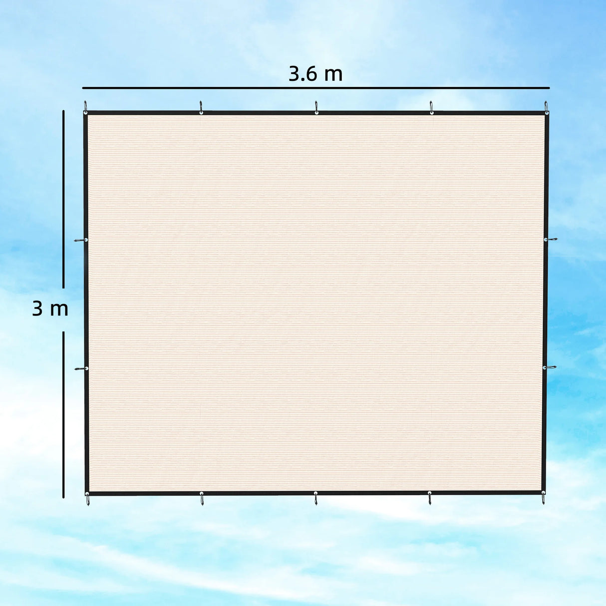Outsunny Sun Shade Sail UV Protection Canopy with Stainless Steel Eyelets for Patio Garden 3 x 3.6 m Beige