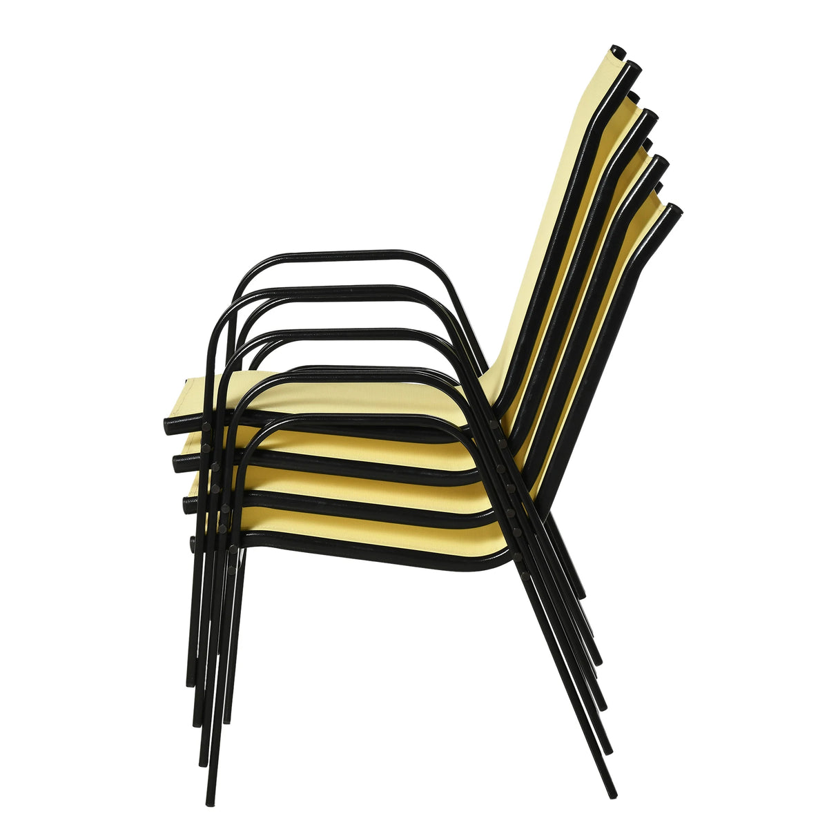 Outsunny Set of Four Stackable Mesh Seat Chairs - Beige