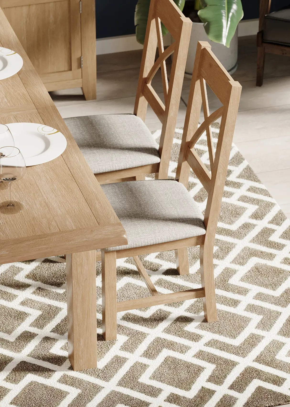 Cross Back Chair With Fabric Seat