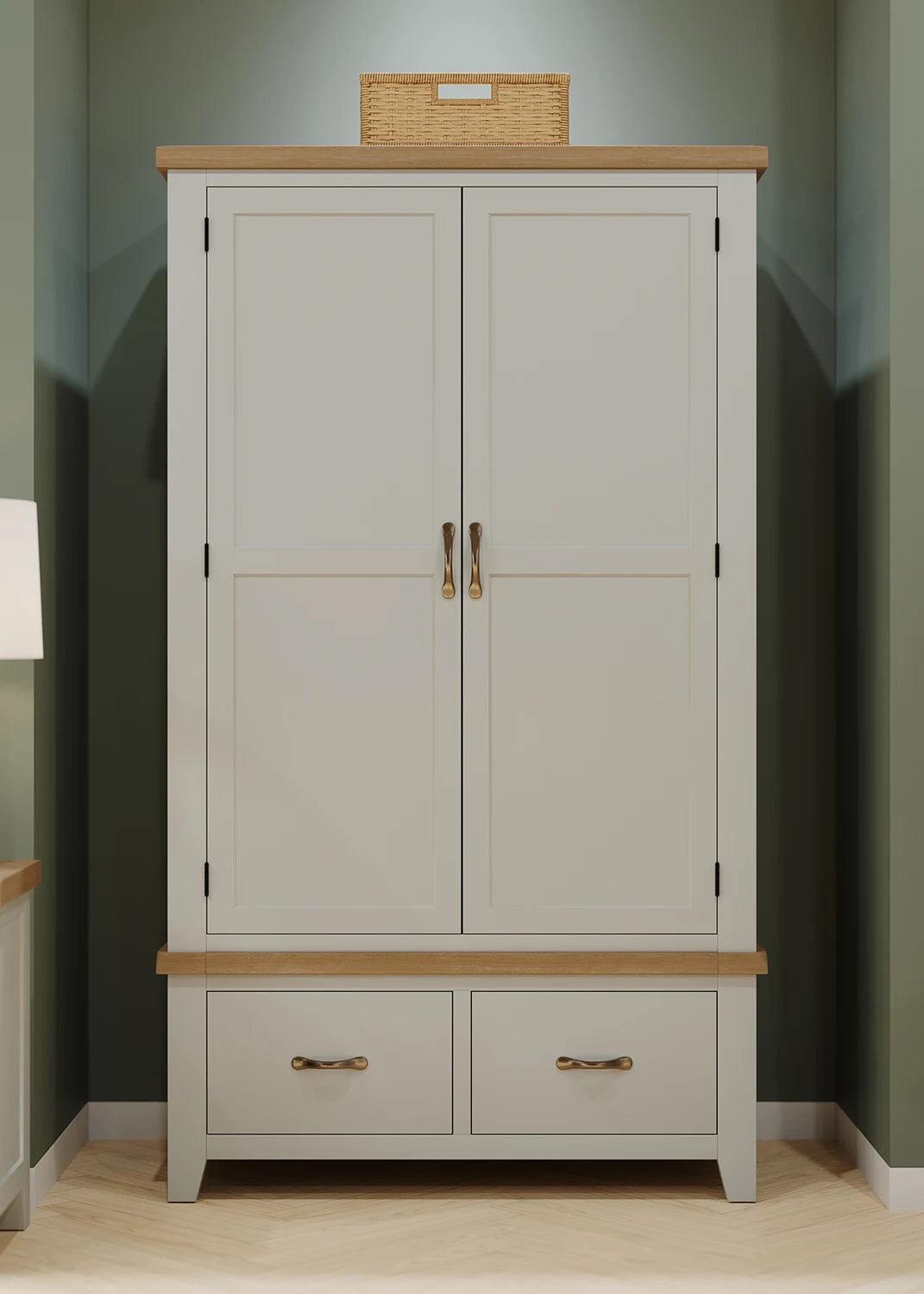Double Wardrobe With 2 Drawers (WPT032 - MOON GREY)