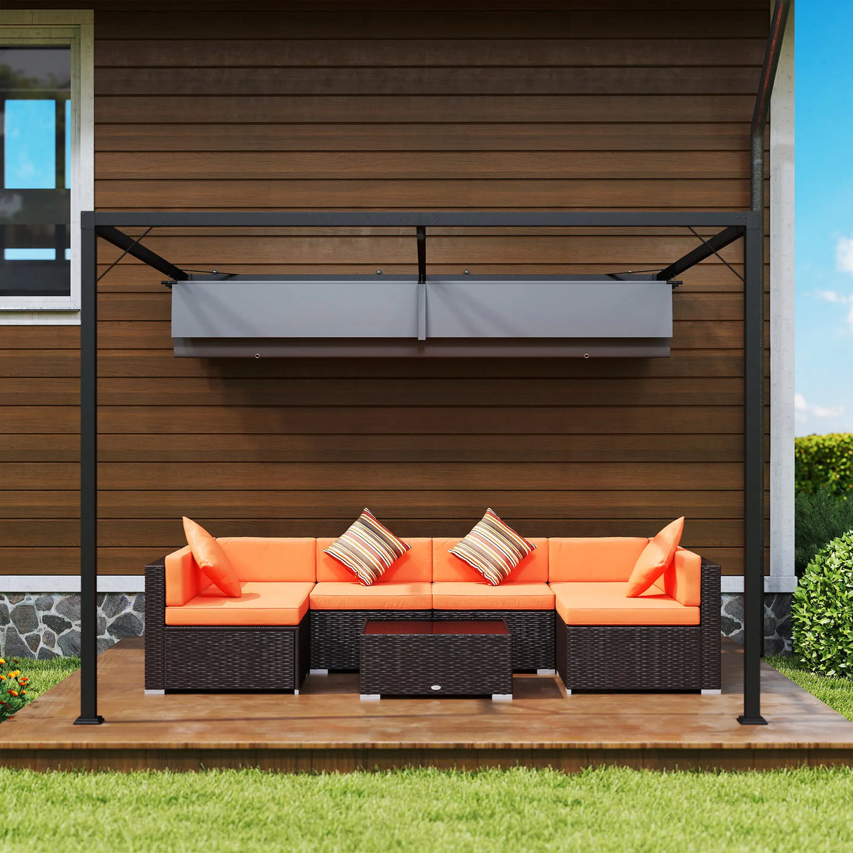 Outsunny 3 x 3 m Pergola, with Sliding Canopy - Grey