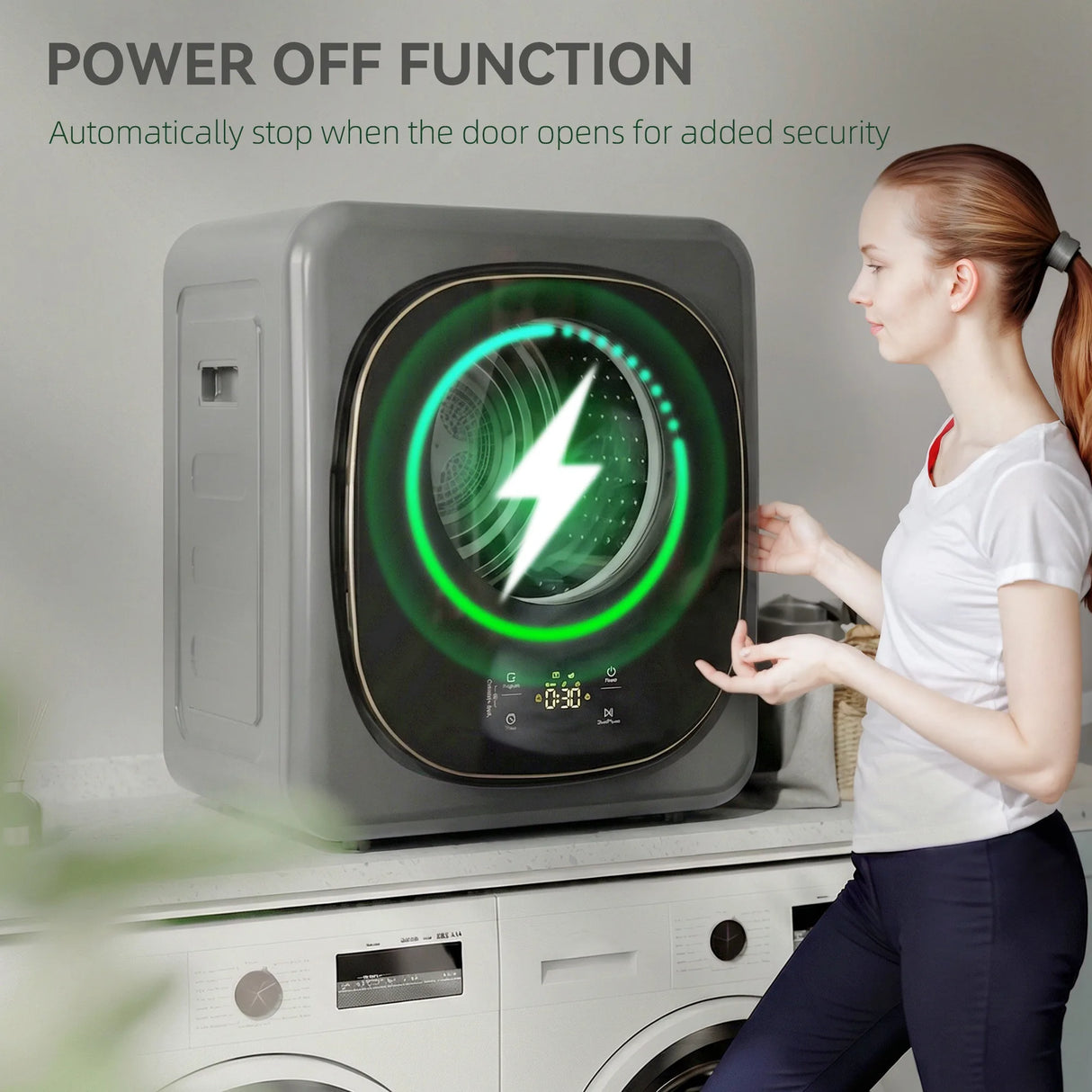 HOMCOM 4kg Vented Tumble Dryer with 5 Drying Mode, 800W Compact Freestanding Front Tumble Dryer Grey