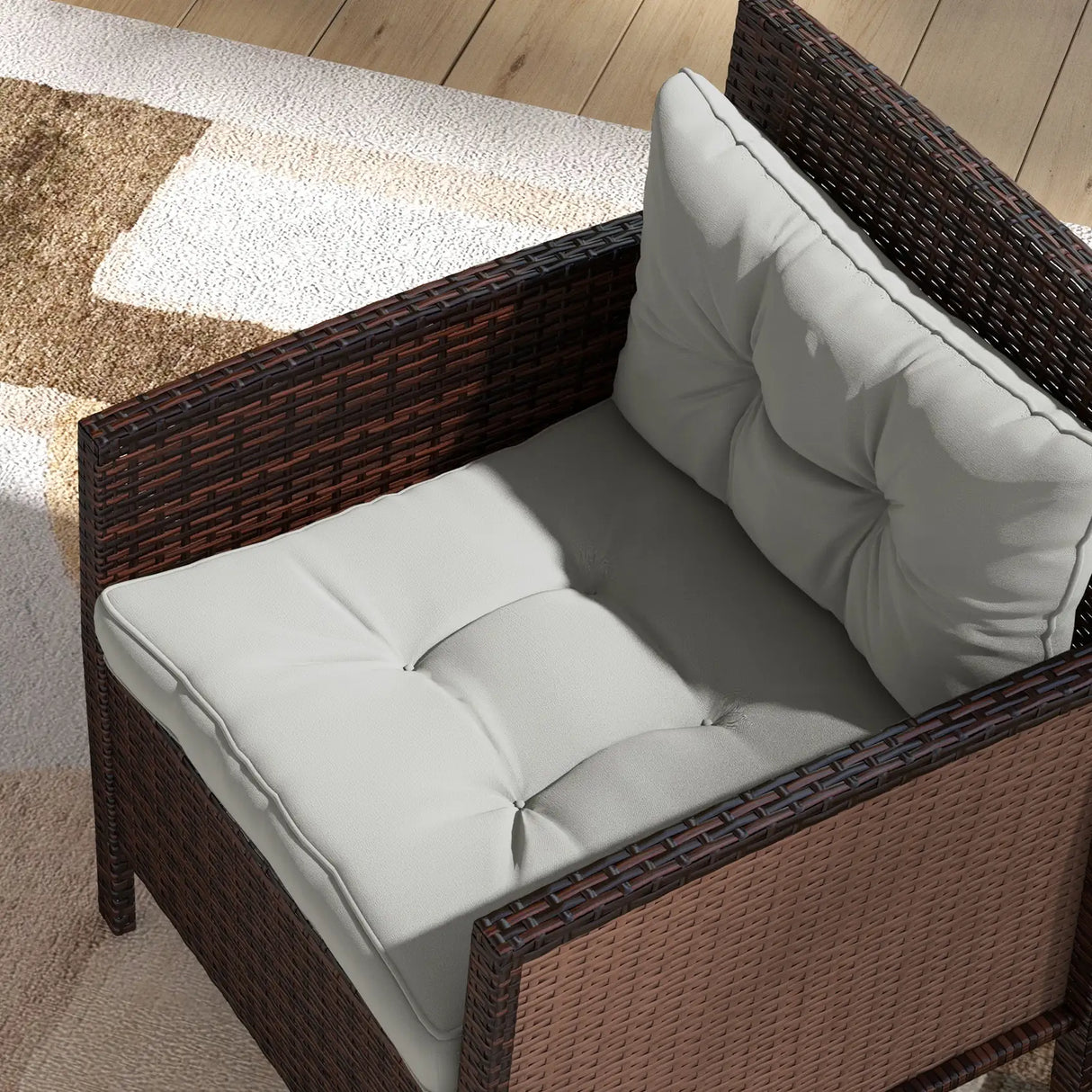 Outsunny 2-Piece Seat Cushions Back Pillows Replacement, Patio Chair Cushions Set for Indoor Outdoor, Light Grey