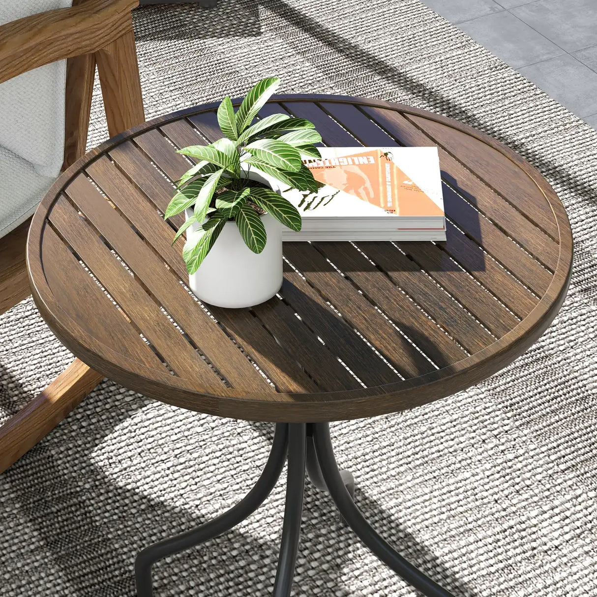 Outsunny 66cm Galvanised Steel Garden Table - Brown