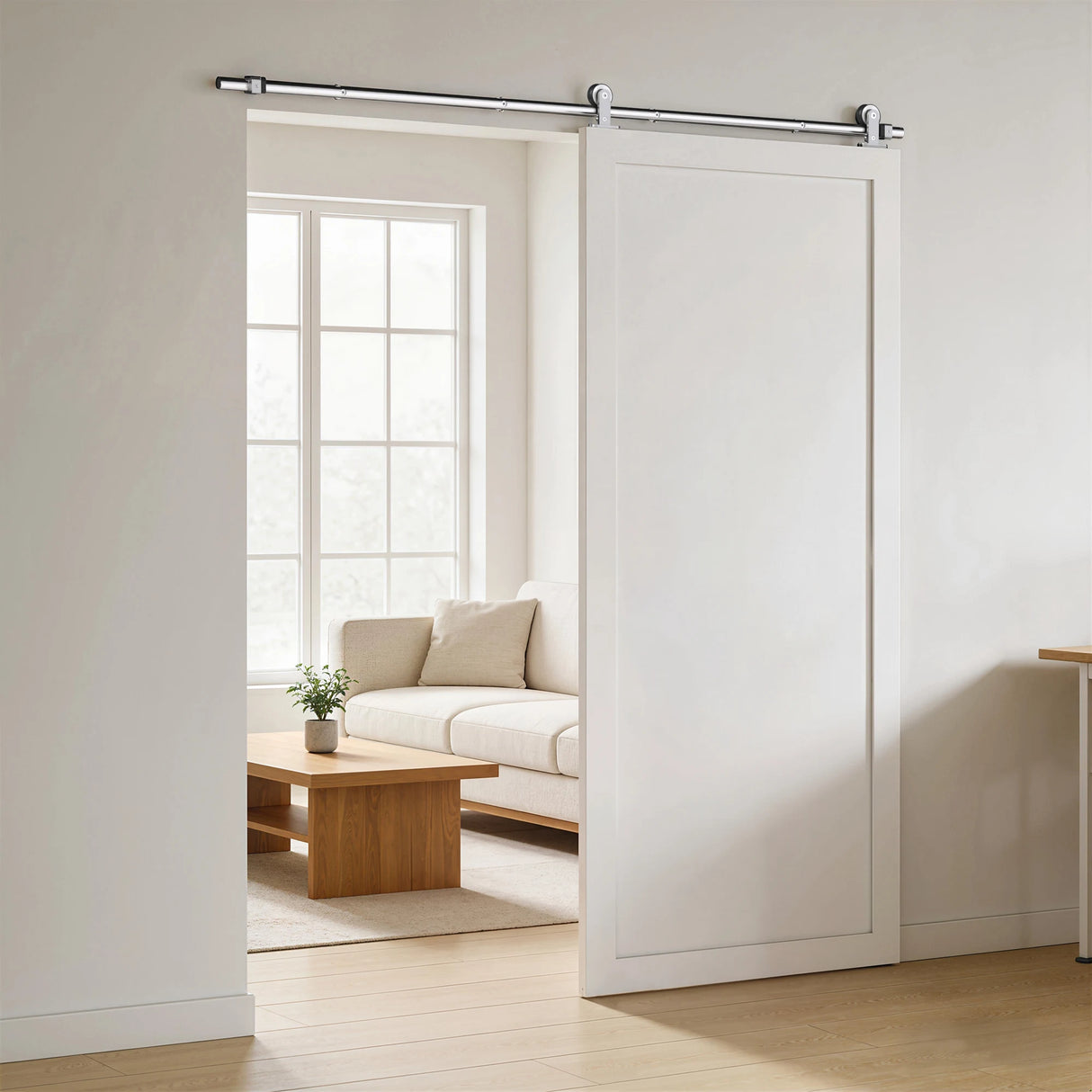 HOMCOM Sliding Door Hardware Kit Smooth Quiet 304 Stainless Steel for 200cm Track Sliver Tone