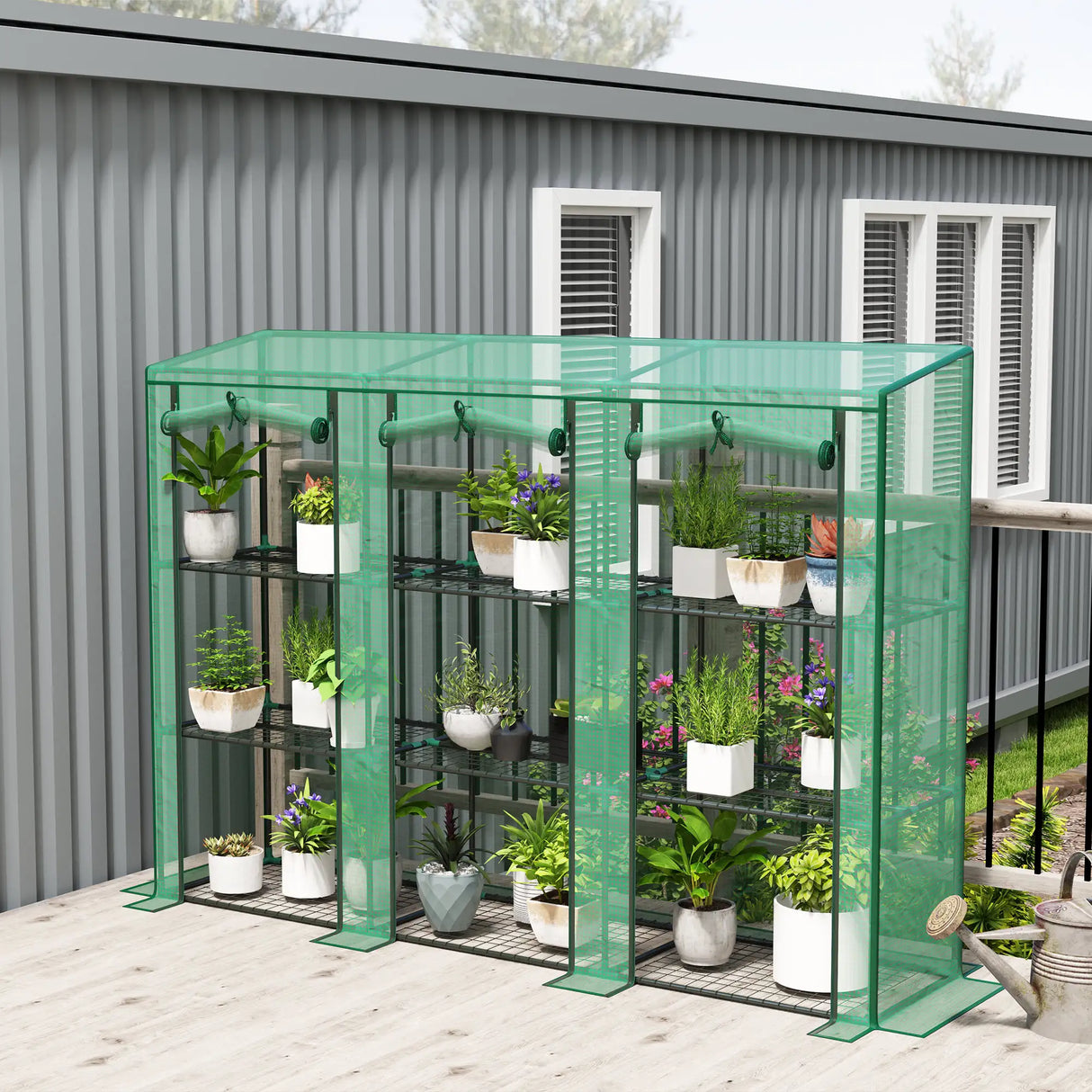 Outsunny 46 x 215cm Nine-Shelf Greenhouse - Green