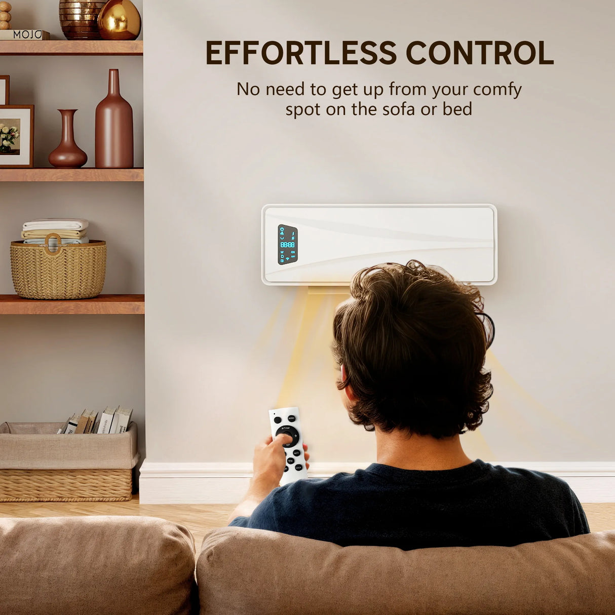 HOMCOM 2000W Ceramic Electric Heater with Fan, Adjustable Thermostat, Wall Mounted - White