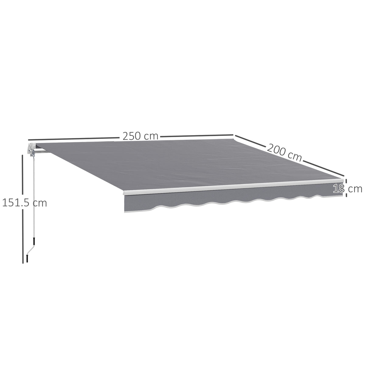 Outsunny 2 x 2.5m Manual Retractable Awning - Dark Grey