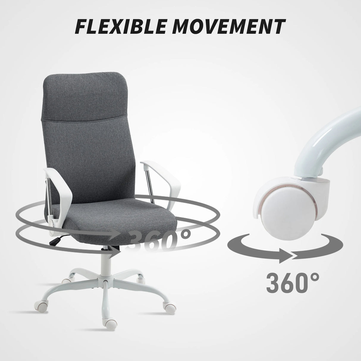 HOMCOM Fabric High Back Office Chair - Grey