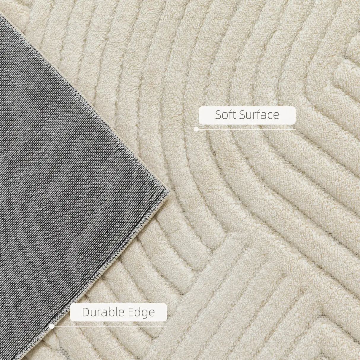 HOMCOM Modern Geometric Rug, Thick Plush, Non-Slip, 200 x 140 cm Cream, Living Room/Bedroom/Office
