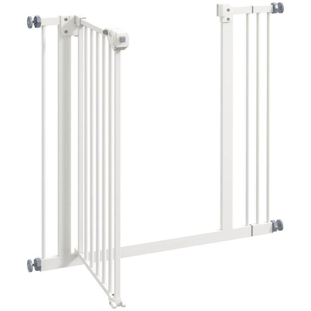 PawHut Adjustable Safety Gate w/ One Extensions, Four Adjustable Screws, White