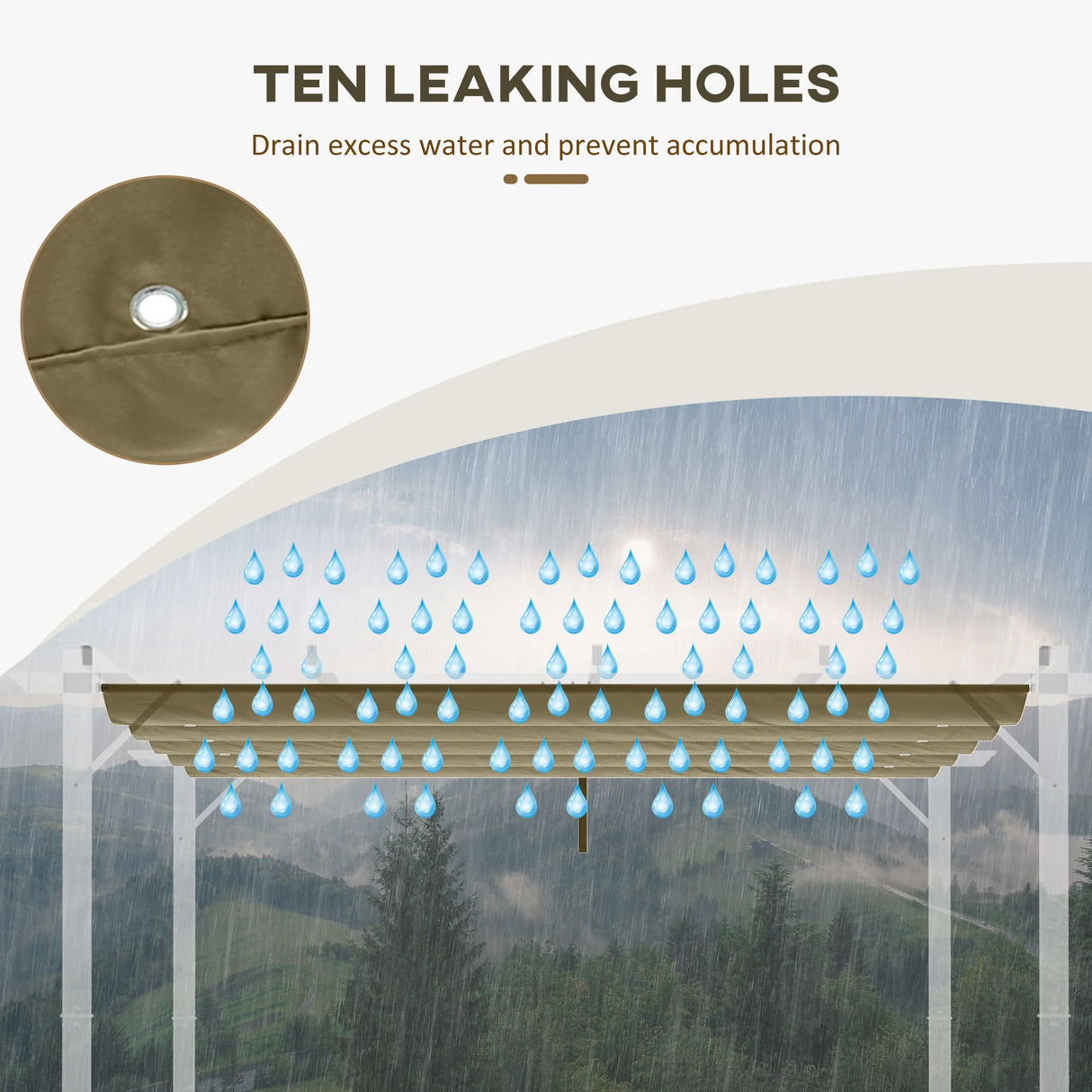 Outsunny Retractable Pergola Cover, 2.55 x 2.5 m Replacement Canopy Fabric for 3 x 3 m Frame, Roof Top Only, Tan