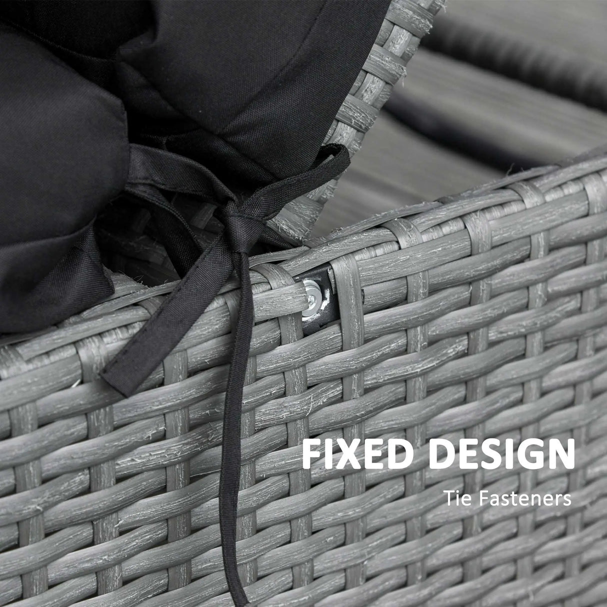 Outsunny Set of 2 Sun Lounger Cushions, Replacement Cushions for Rattan Furniture with Ties, 196 x 55 cm, Cushion ONLY, Black