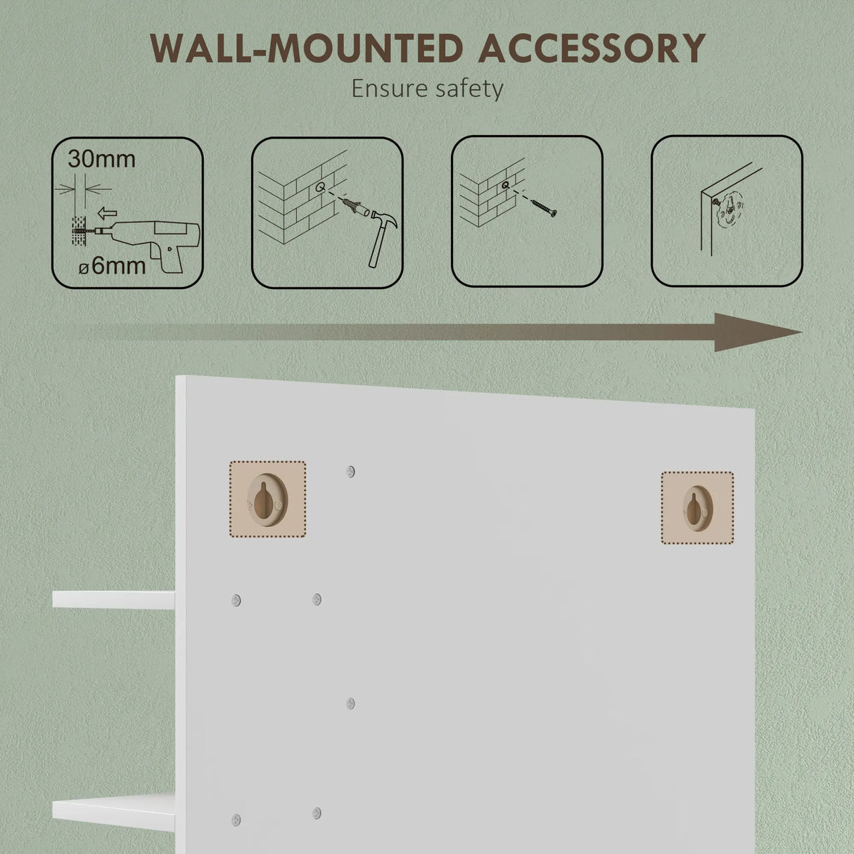 HOMCOM Bamboo Panel Bathroom Mirror, with Shelves - White