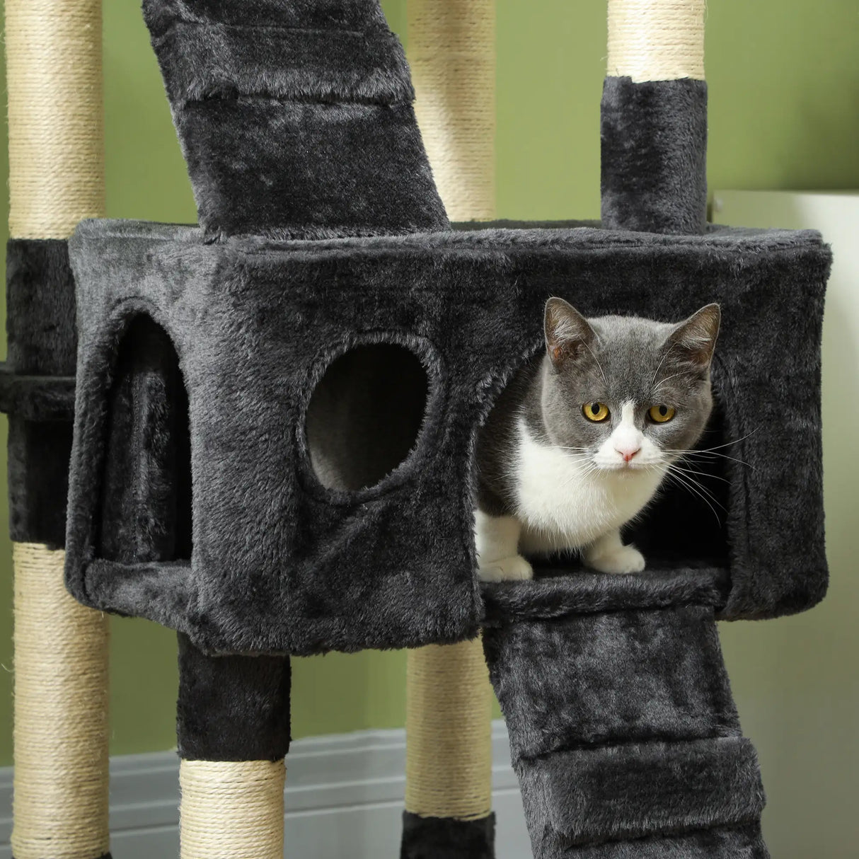 PawHut Cat Tree Scratching House, Activity Play Centre