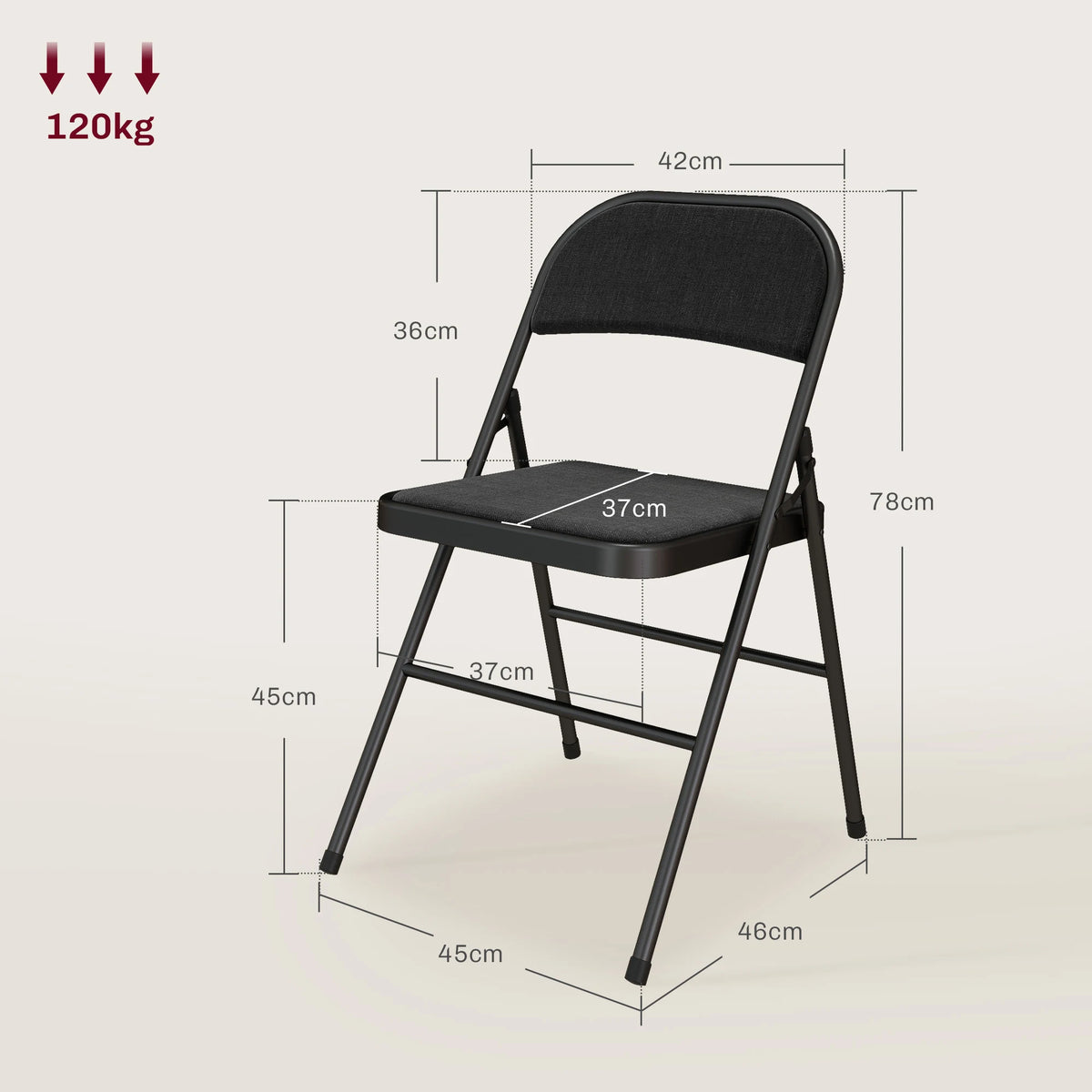 HOMCOM Linen-Look Set of Four Cushioned Folding Chairs - Black