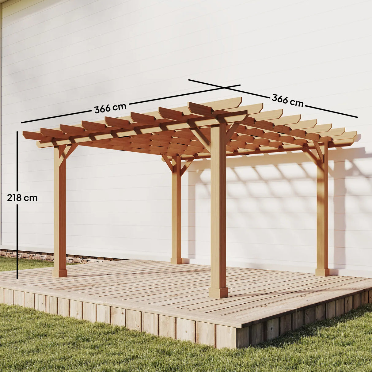 Outsunny Graden Pergola Kit, Wooden Pergola Gazebo Grape Trellis with Stable Structure, 3.6 x 3.6m, Dark Brown