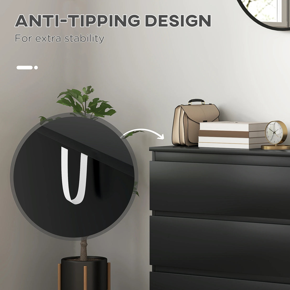 HOMCOM Chest of Three Drawers - Black