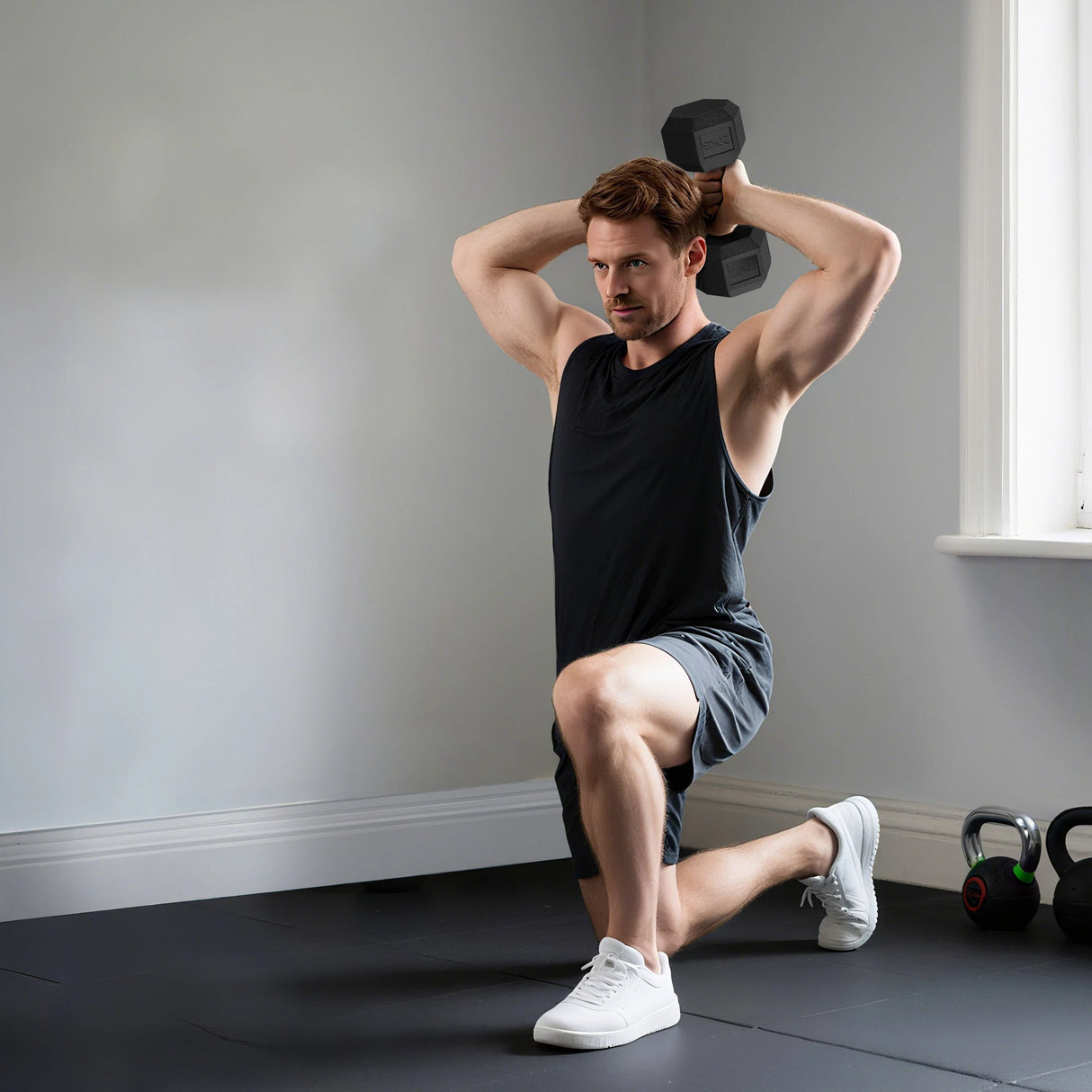 HOMCOM 20KG Single Rubber Hex Dumbbell Portable Hand Weights Dumbbell Home Gym