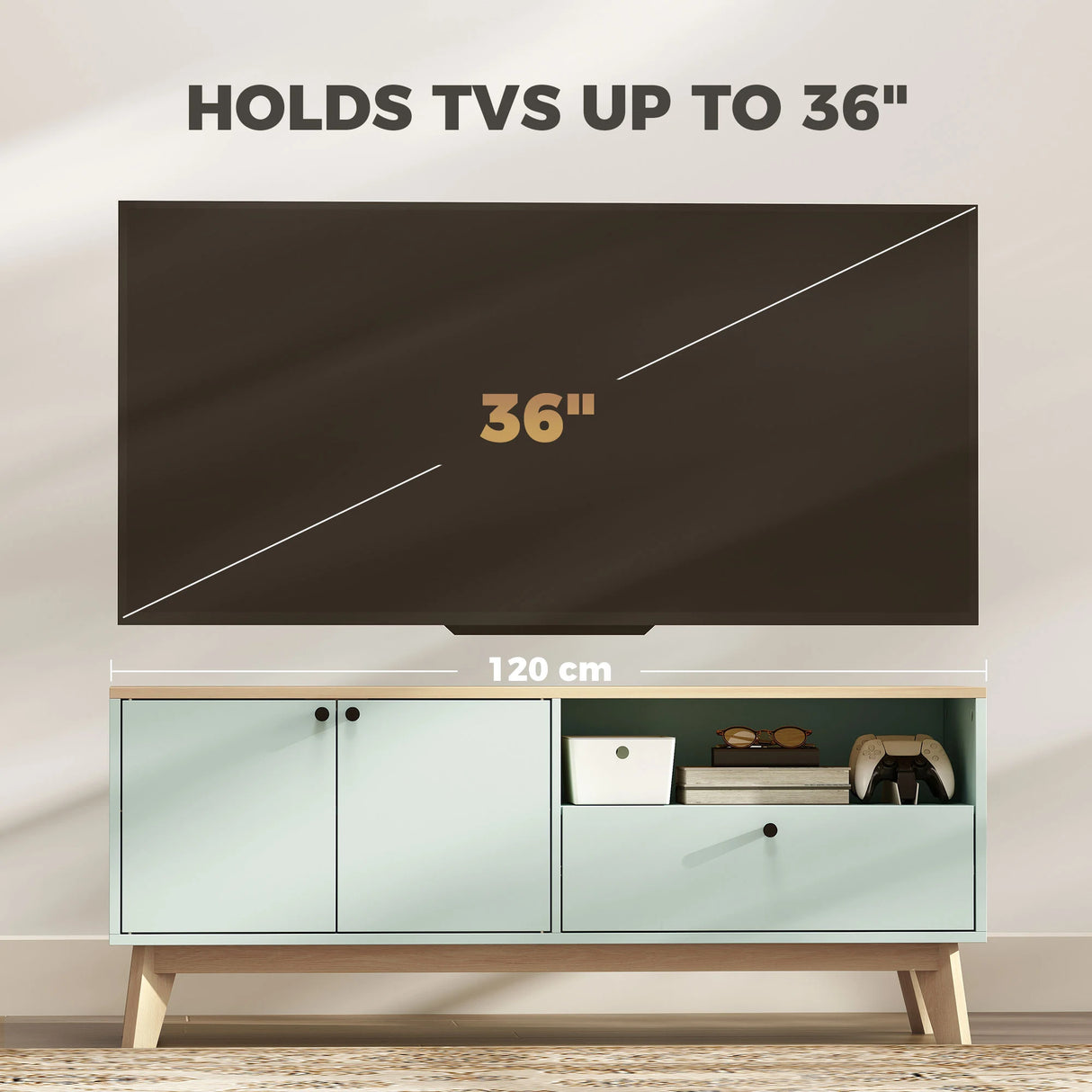 HOMCOM TV Stand Cabinet for Television up to 36 Inch, Modern TV Unit with 2 Doors, Entertainment Center with Adjustable Shelf
