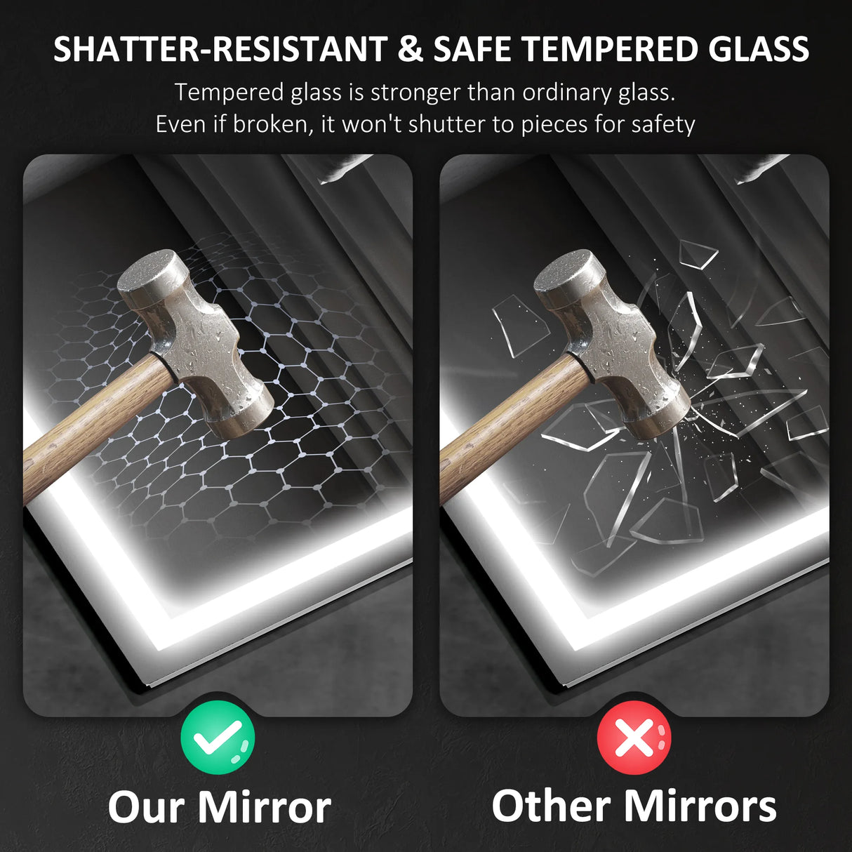 HOMCOM 60 x 80 cm Anti-Fog LED Bathroom Mirror, with Bluetooth and Clock - Silver Tone