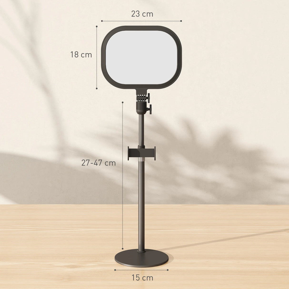 HOMCOM Selfie Light for Video Conference Lighting, Dimmable Desk Lamp with Stand Phone Holder, 5 Colour Modes & 10 Brightness Levels, Memory Function for Home Office, Recording, Video Calls, Black