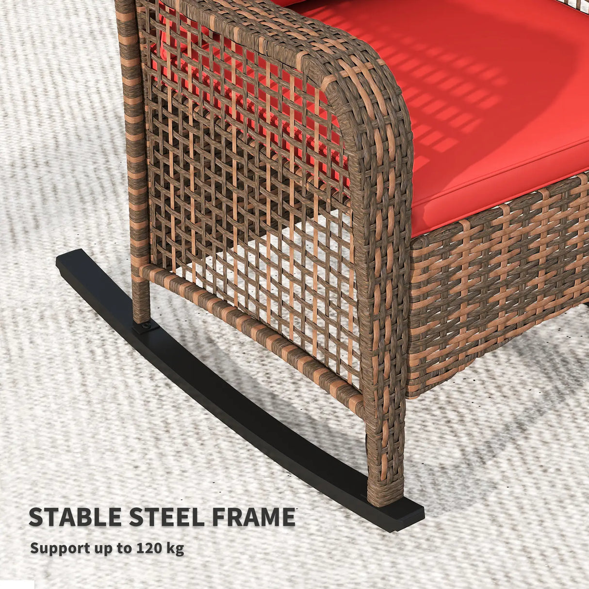 Outsunny Rattan Rocking Chair - Red