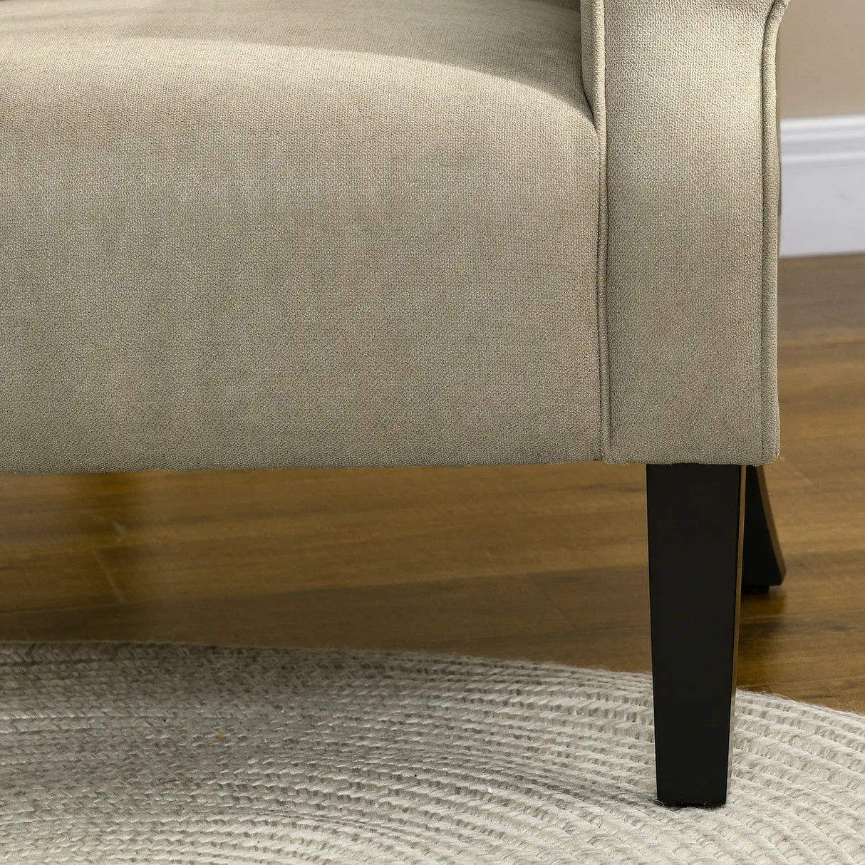 HOMCOM Upholstered Accent Chair with Rolled Arms and Wood Legs, Armchair for Living Room Bedroom, Beige