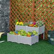 Outsunny Set of 4 26L Garden Raised Bed Elevated Patio Flower Plant Planter Box PP Vegetables Planting Container, Grey